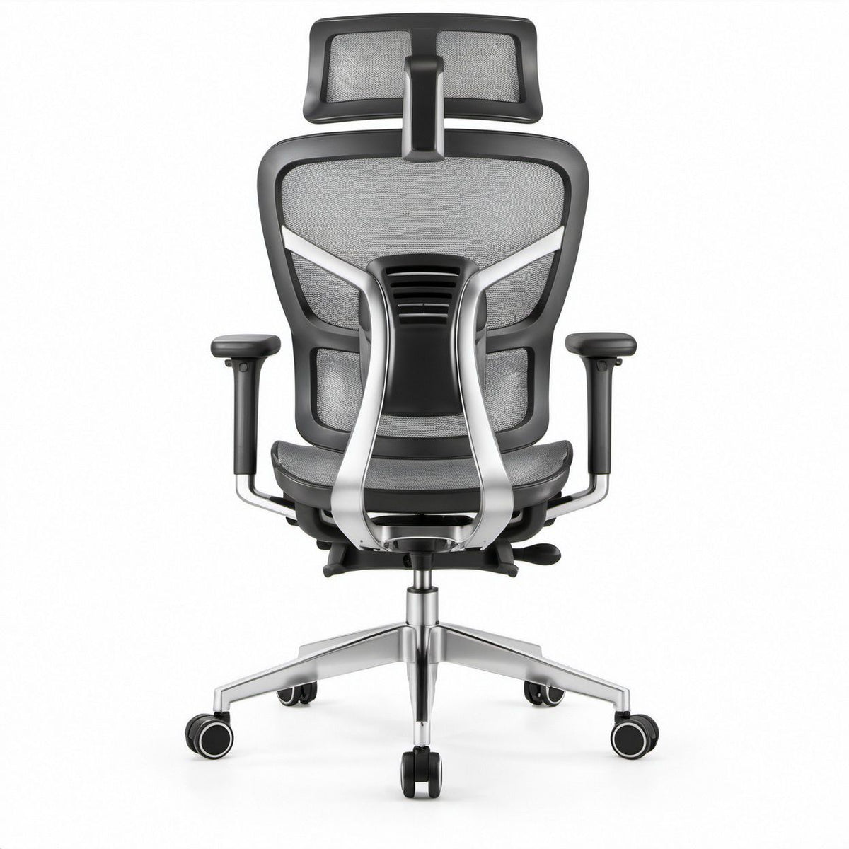 Ergonomic High-Back Mesh Office Chair with Adjustable Headrest, Black/Silver, 26.4 x 26.4 x 45.3-53.1 in