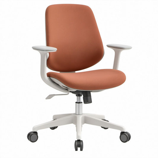 Terracotta Polyester Upholstered High-Back Adjustable Swivel Office Chair, 25.6 x 25.6 x 41.7-45.7 in
