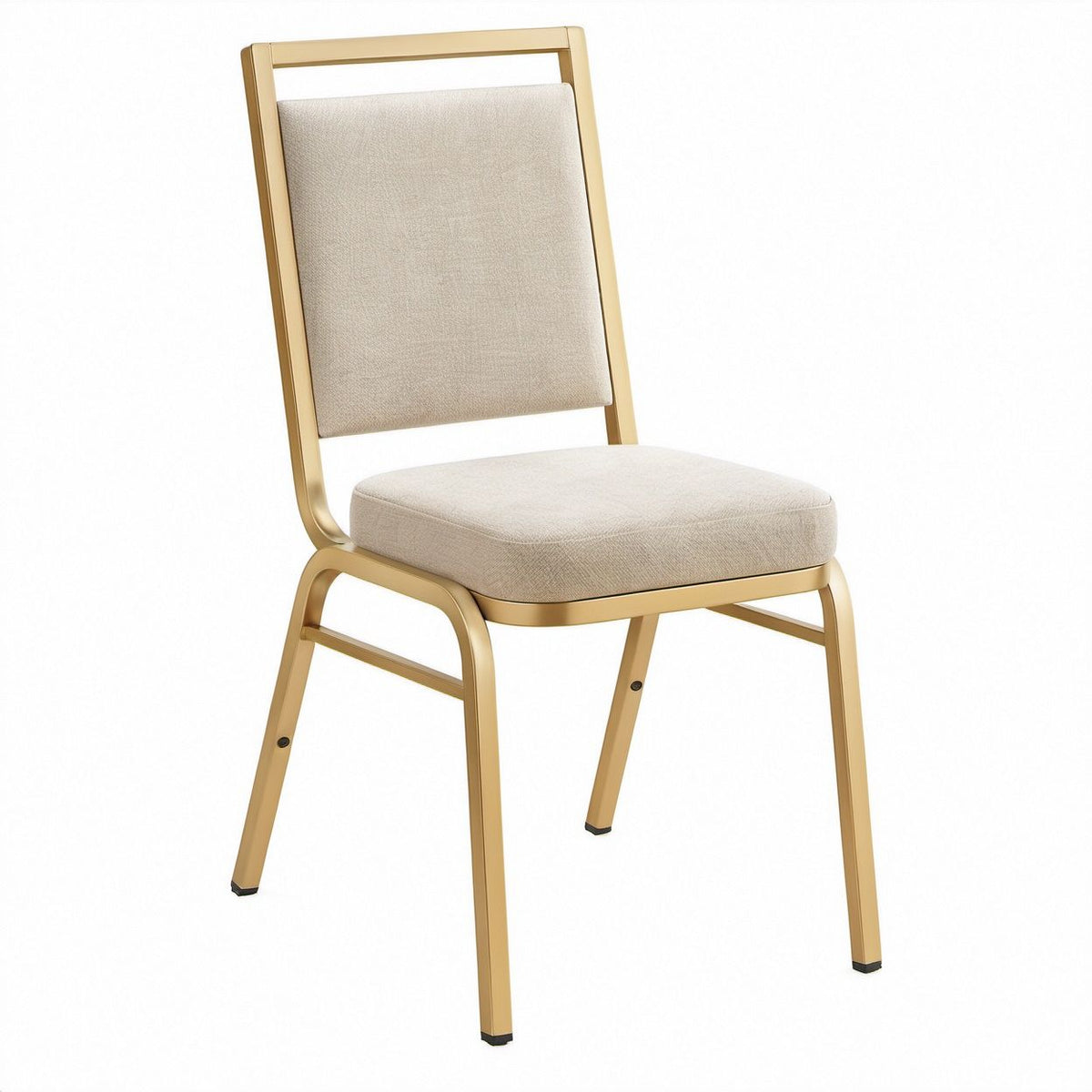 Beige Polyester Upholstered Dining Chair with Gold Steel Frame, 19.7 x 22.4 x 34.6 in